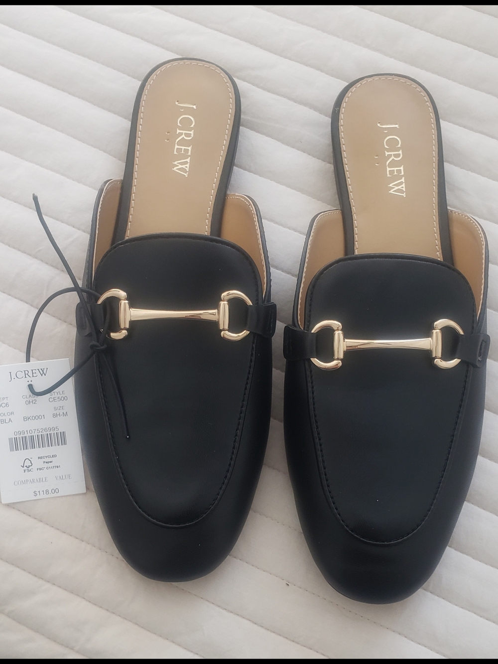 J.Crew Black Leather Horsebit Slide Mules 8.5